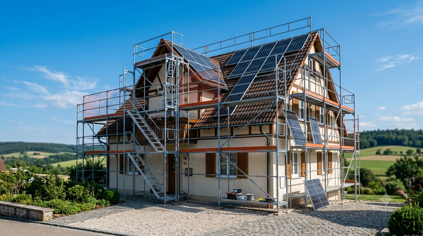 Gerüst Photovoltaik Reutlingen – Gerüst für die Solar-Montage am Dach